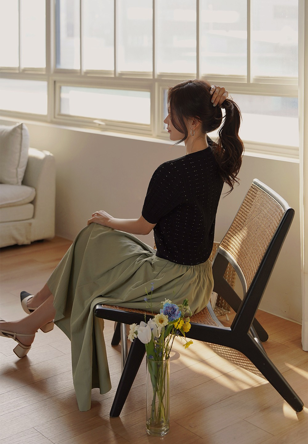 優雅銀釦壓紋針織上衣,KOREA,360633,優雅銀釦壓紋針織上衣,領500,999免運