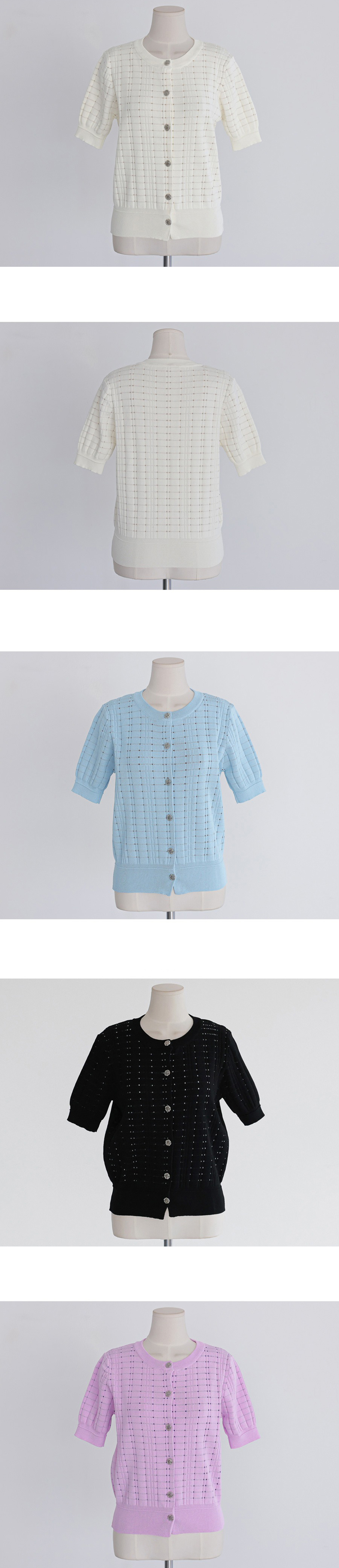 優雅銀釦壓紋針織上衣,KOREA,360633,優雅銀釦壓紋針織上衣,領500,999免運