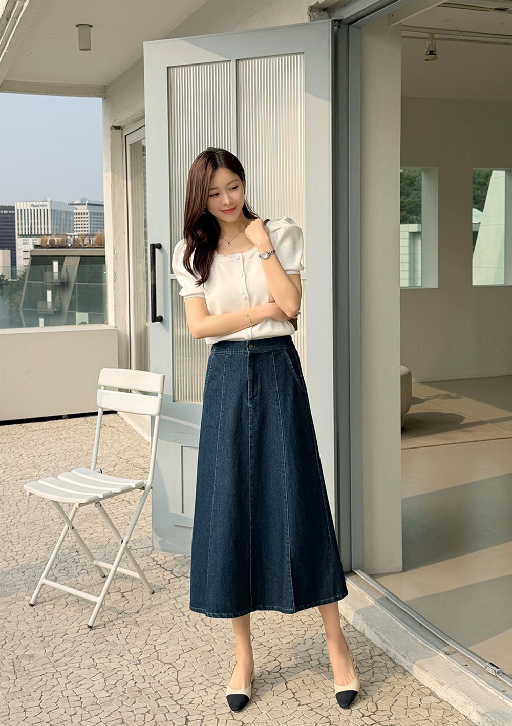 方領蕾絲泡泡袖上衣,KOREA,360634,方領蕾絲泡泡袖上衣,領500,999免運