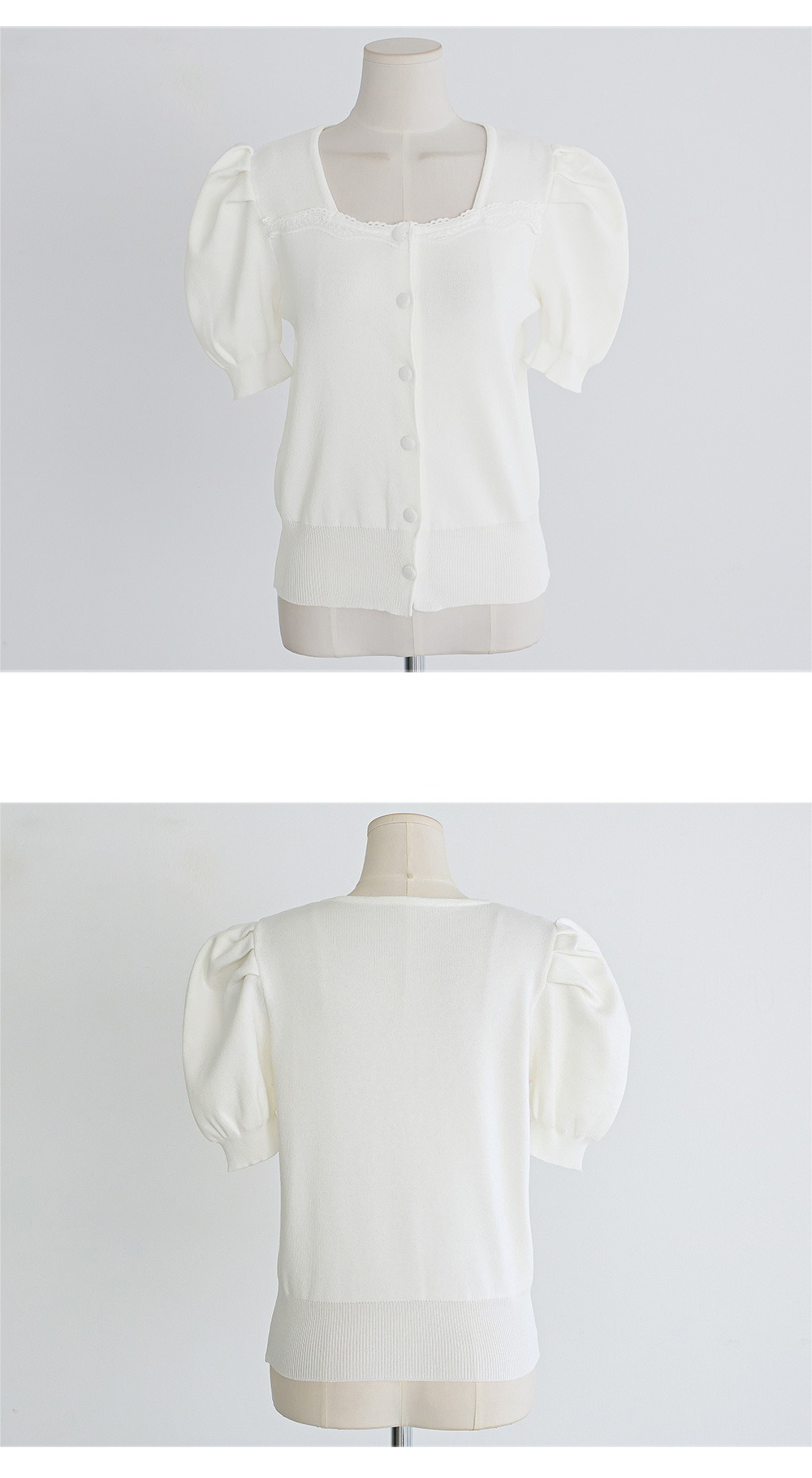 方領蕾絲泡泡袖上衣,KOREA,360634,方領蕾絲泡泡袖上衣,領500,999免運