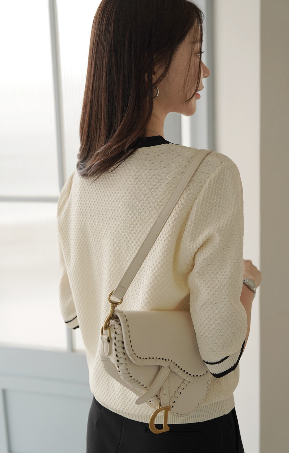 簡約甜美撞色針織上衣,KOREA,360635,簡約甜美撞色針織上衣,領500,999免運