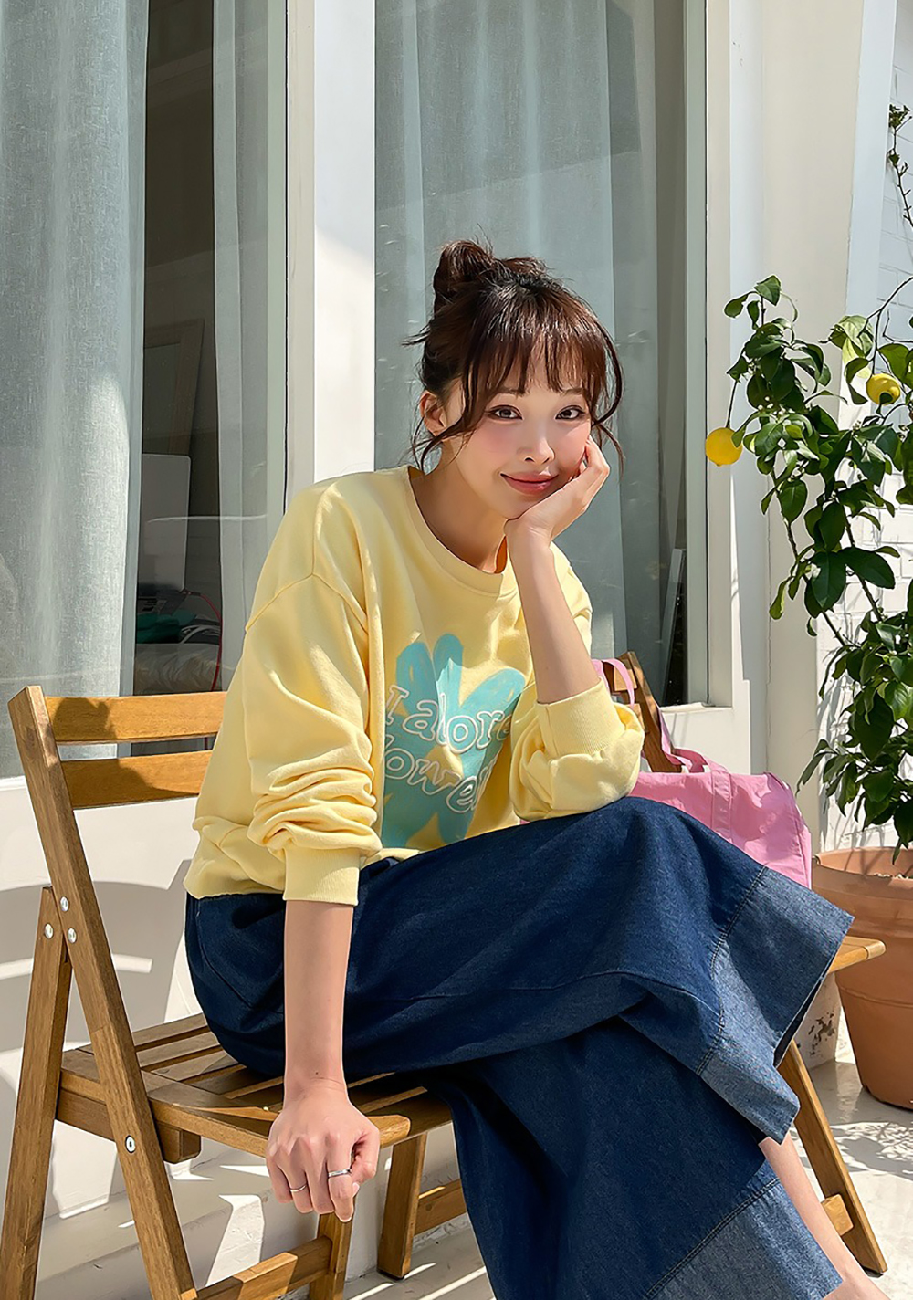 撞色下擺牛仔布寬褲,KOREA,361374,撞色下擺牛仔布寬褲,領500,999免運