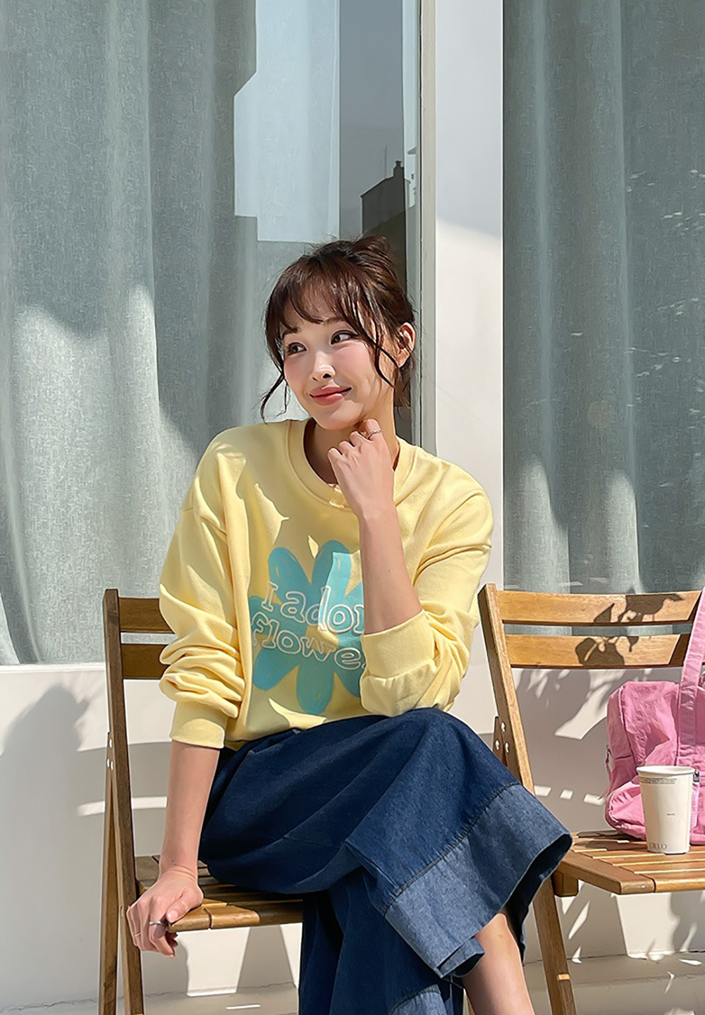 撞色下擺牛仔布寬褲,KOREA,361374,撞色下擺牛仔布寬褲,領500,999免運