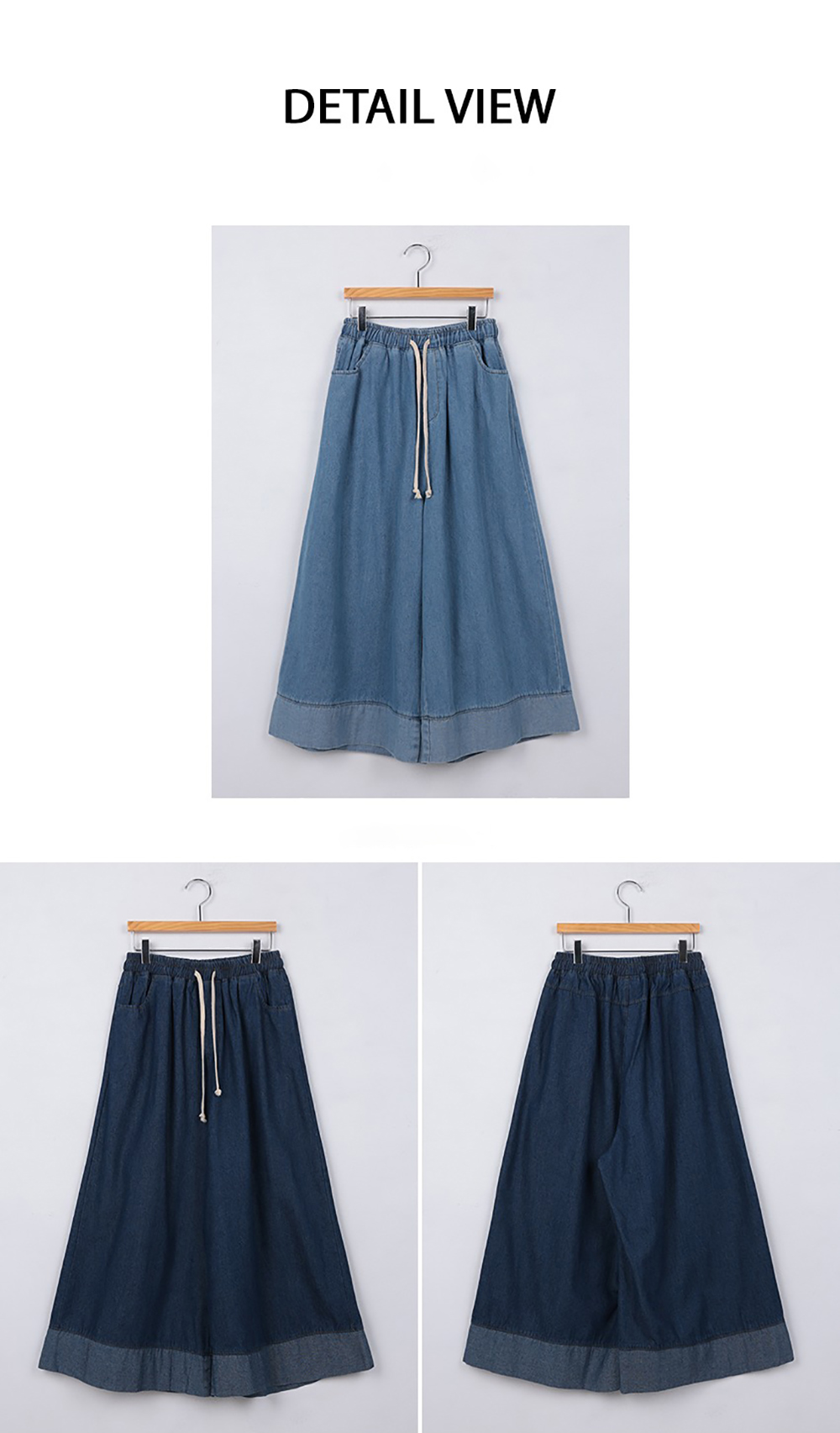 撞色下擺牛仔布寬褲,KOREA,361374,撞色下擺牛仔布寬褲,領500,999免運