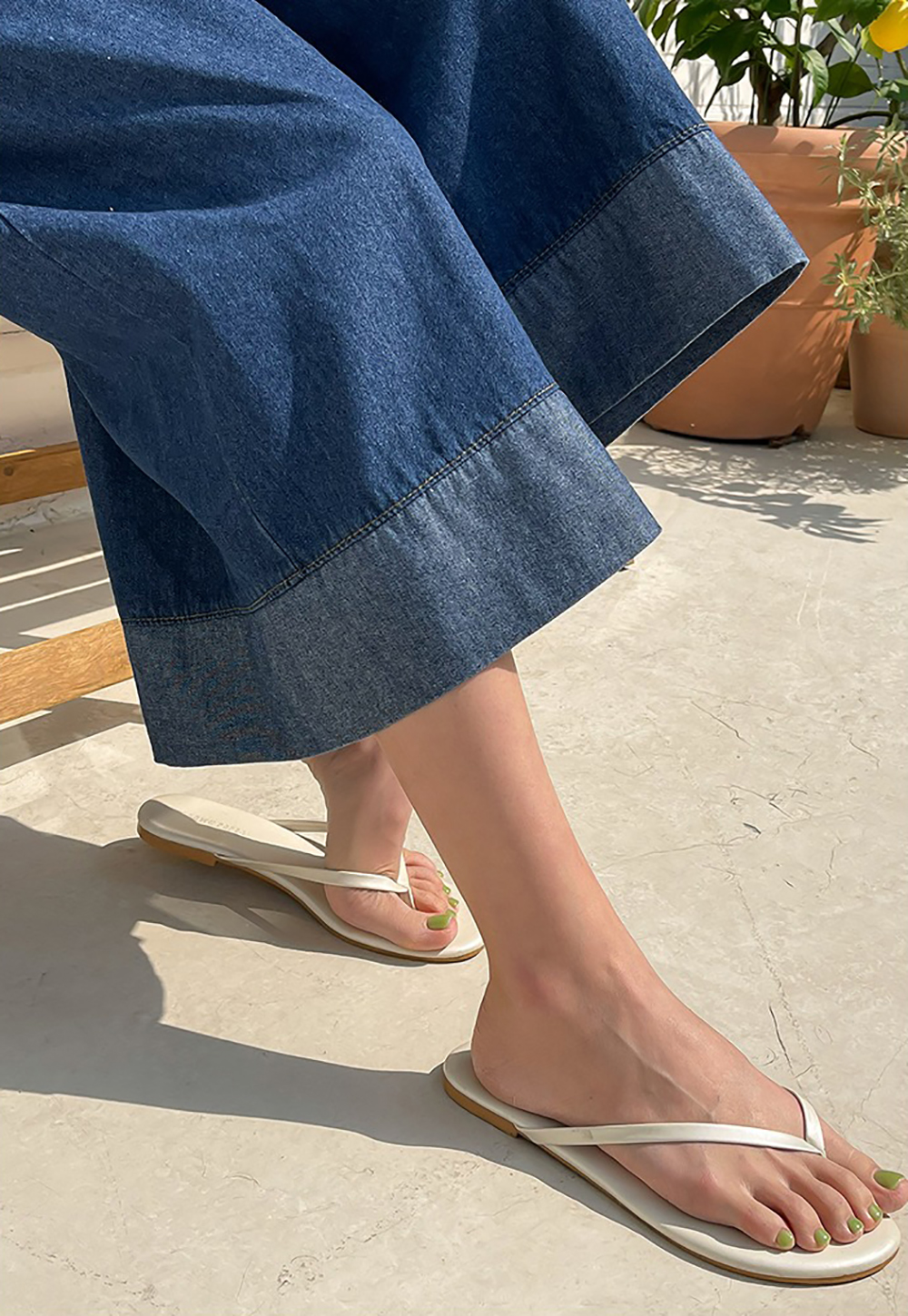 撞色下擺牛仔布寬褲,KOREA,361374,撞色下擺牛仔布寬褲,領500,999免運