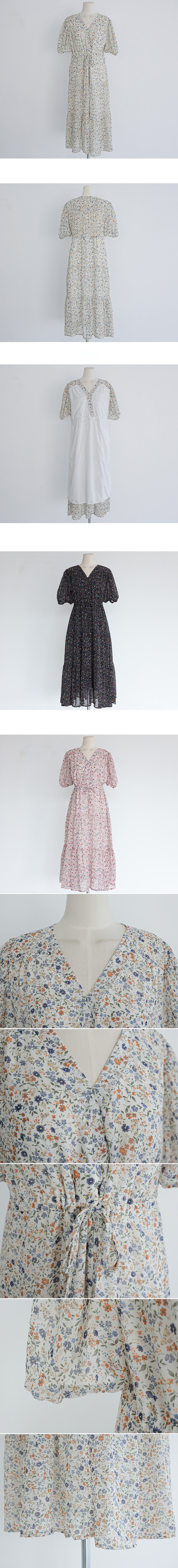 V領碎花飄逸雪紡洋裝,KOREA,361584,V領碎花飄逸雪紡洋裝,領500,999免運