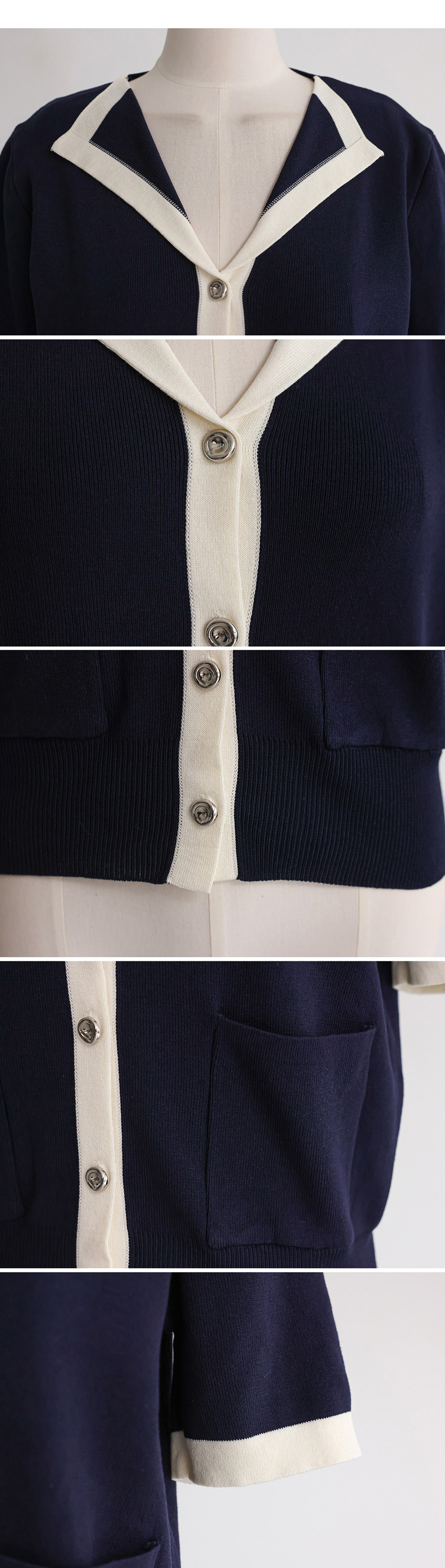 撞色翻領銀釦開襟上衣,KOREA,361586,撞色翻領銀釦開襟上衣,999免運,領500