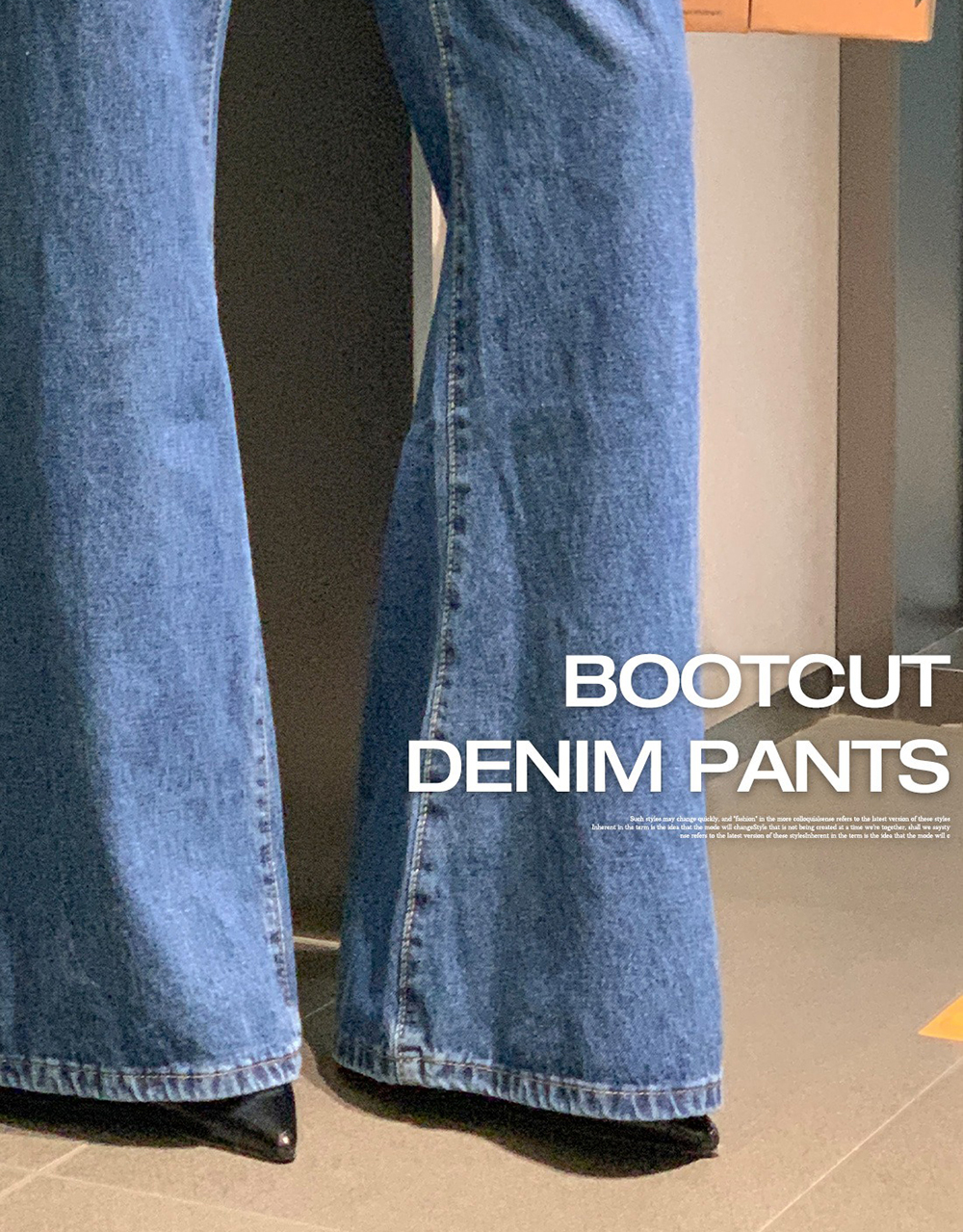 高腰雙排釦喇叭牛仔褲,KOREA,361837,高腰雙排釦喇叭牛仔褲,領500,999免運