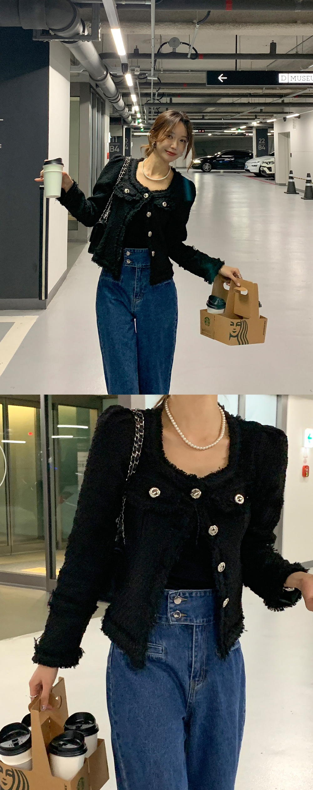 高腰雙排釦喇叭牛仔褲,KOREA,361837,高腰雙排釦喇叭牛仔褲,領500,999免運