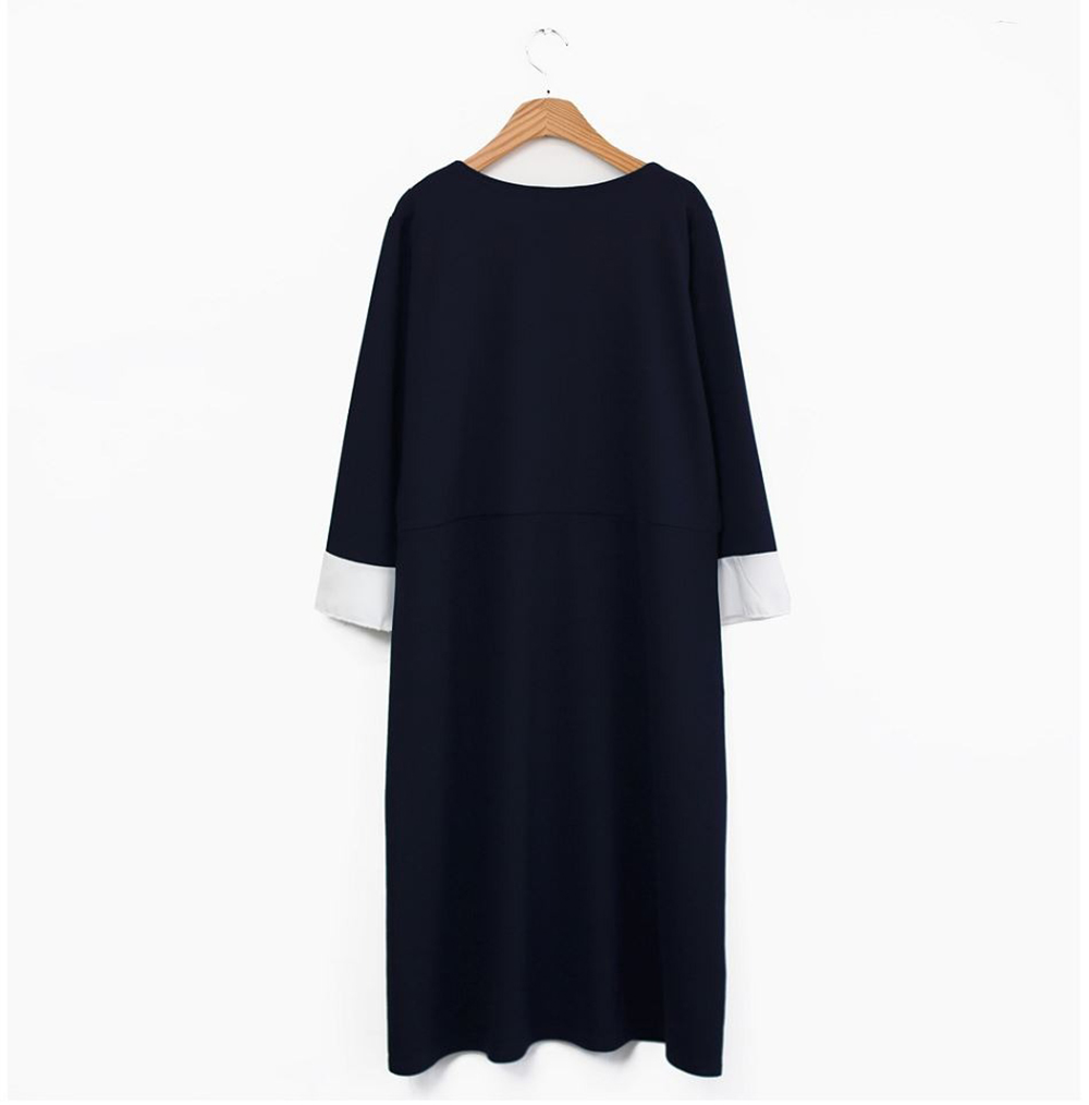 蕾絲領珍珠釦長洋裝,KOREA,362334,蕾絲領珍珠釦長洋裝,領500,999免運