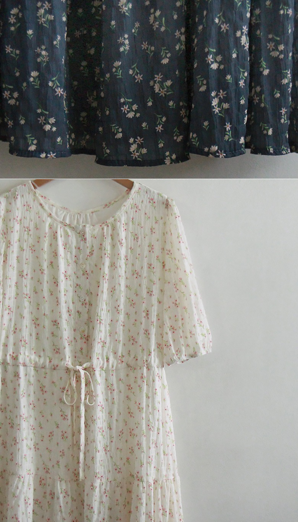 圓領碎花五分袖長洋裝,KOREA,362564,圓領碎花五分袖長洋裝,領500,999免運