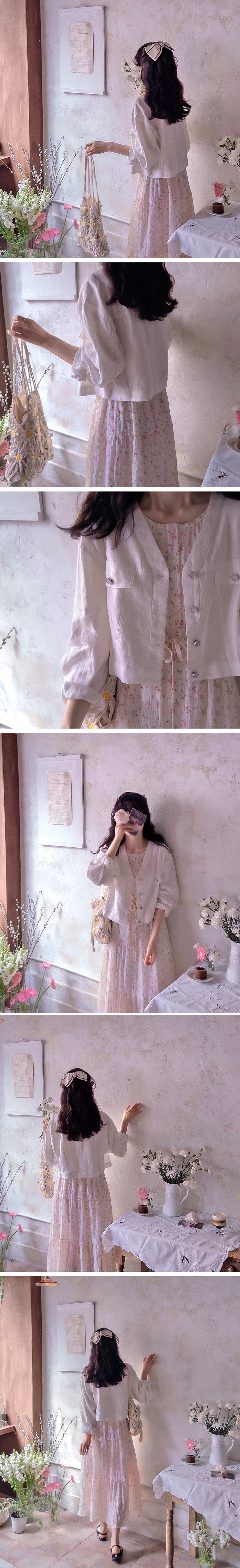 圓領碎花五分袖長洋裝,KOREA,362564,圓領碎花五分袖長洋裝,領500,999免運