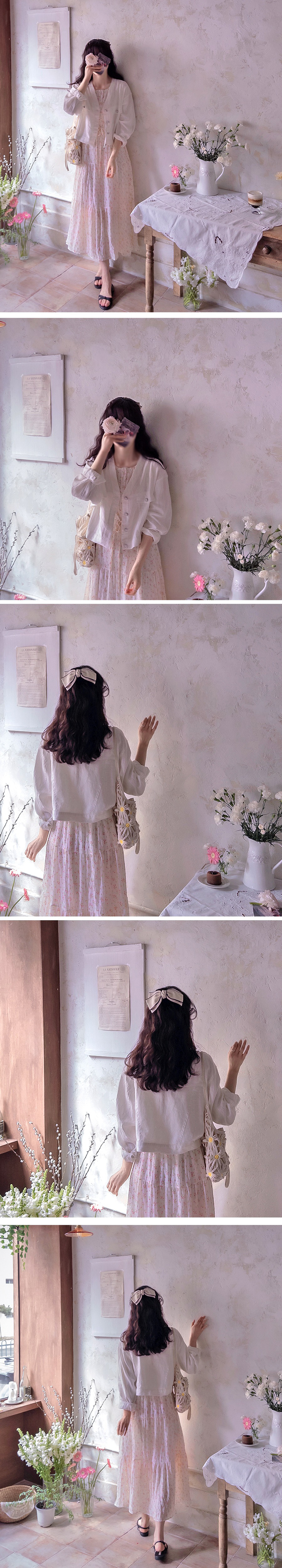 圓領碎花五分袖長洋裝,KOREA,362564,圓領碎花五分袖長洋裝,領500,999免運