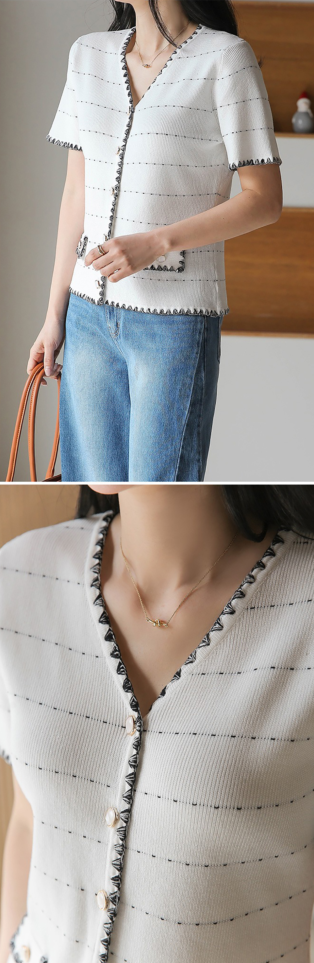 貴氣感V領針織上衣,KOREA,363258,貴氣感V領針織上衣,領500,999免運