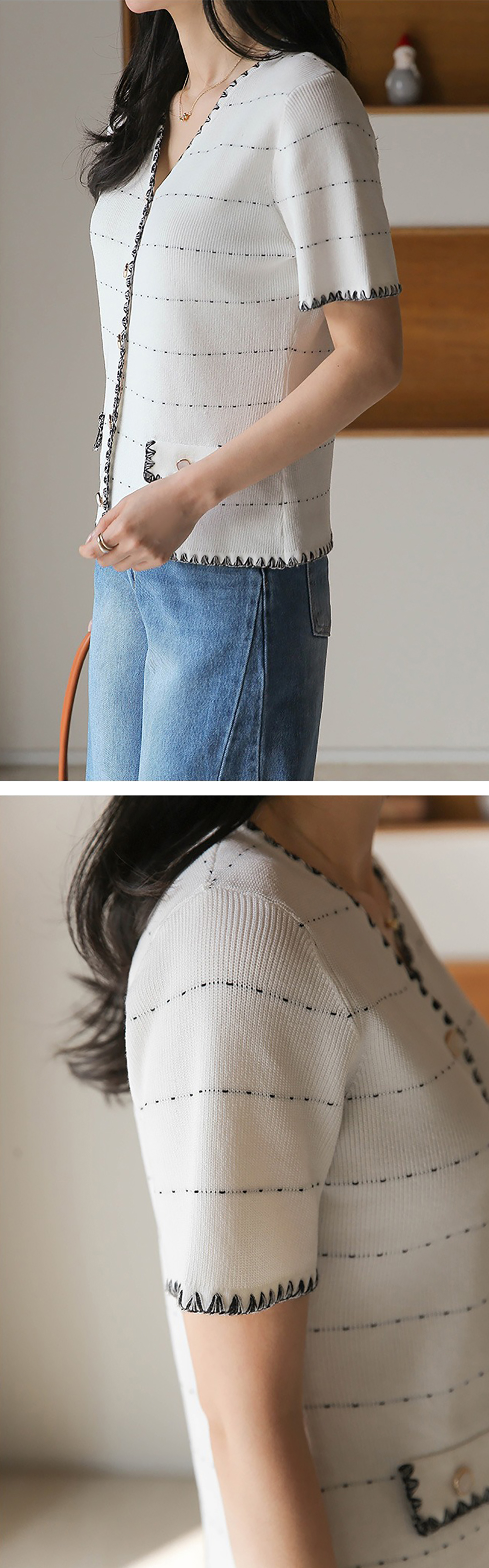 貴氣感V領針織上衣,KOREA,363258,貴氣感V領針織上衣,領500,999免運