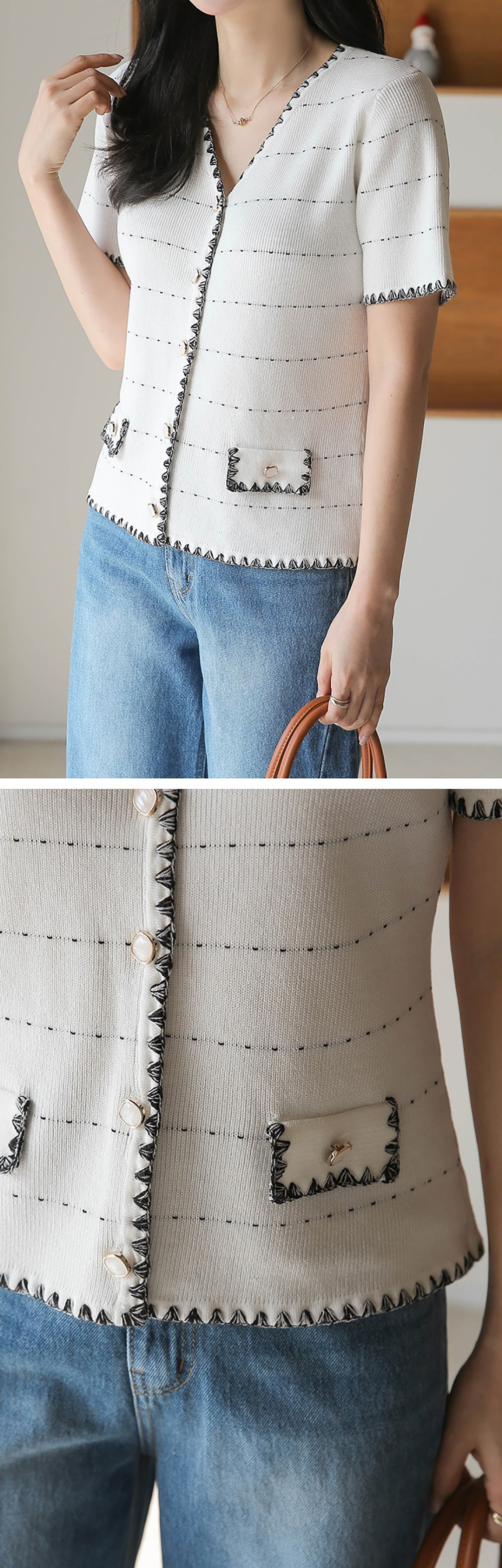 貴氣感V領針織上衣,KOREA,363258,貴氣感V領針織上衣,領500,999免運