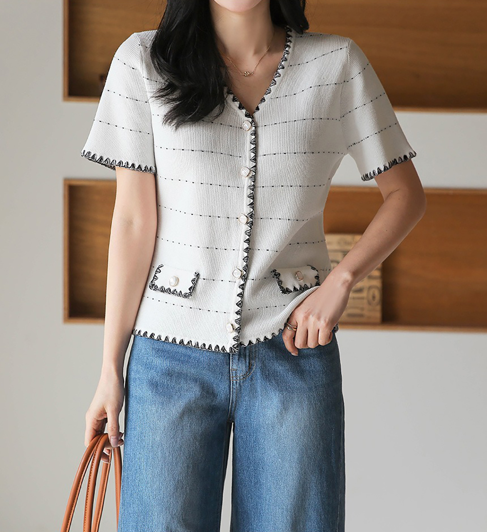 貴氣感V領針織上衣,KOREA,363258,貴氣感V領針織上衣,領500,999免運