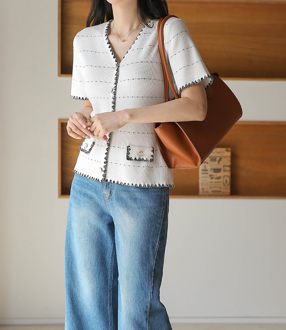 貴氣感V領針織上衣,KOREA,363258,貴氣感V領針織上衣,領500,999免運