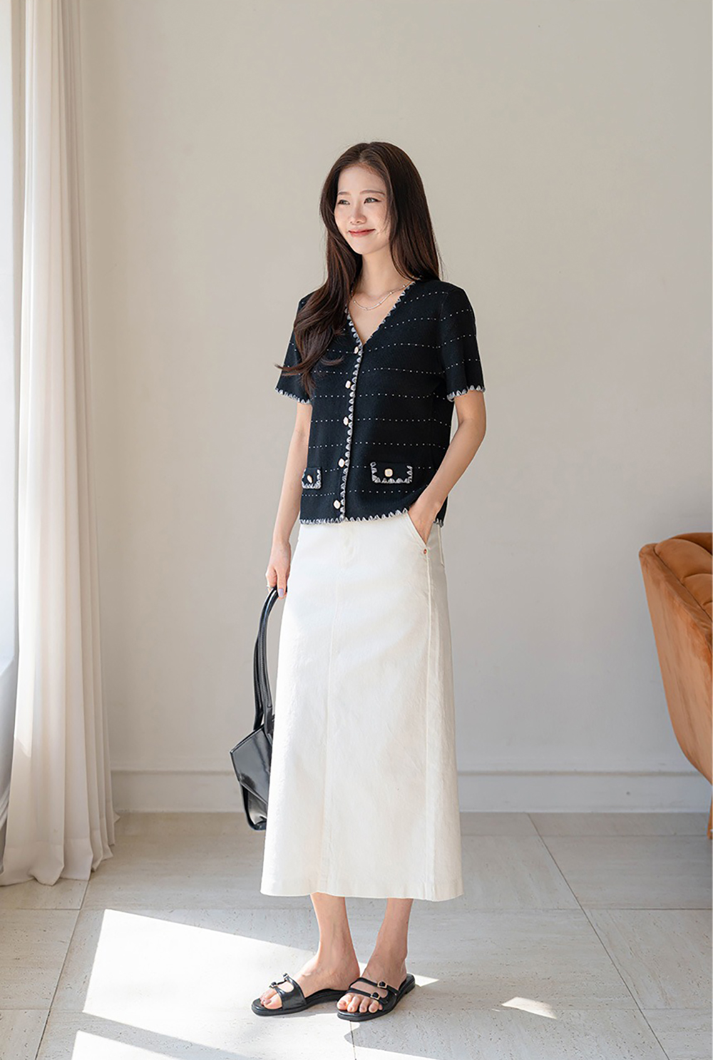 貴氣感V領針織上衣,KOREA,363258,貴氣感V領針織上衣,領500,999免運