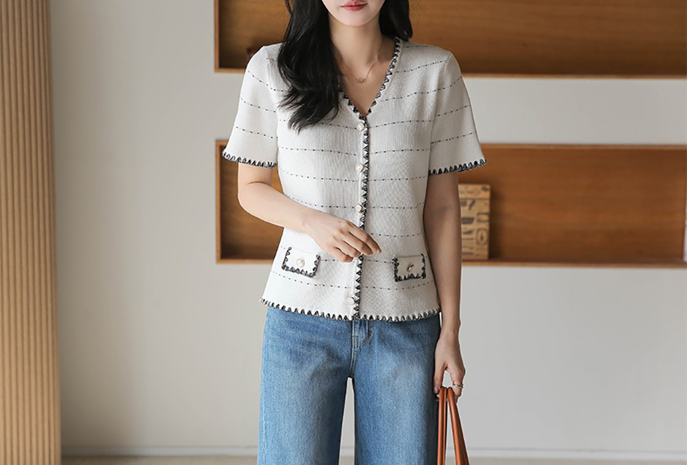 貴氣感V領針織上衣,KOREA,363258,貴氣感V領針織上衣,領500,999免運