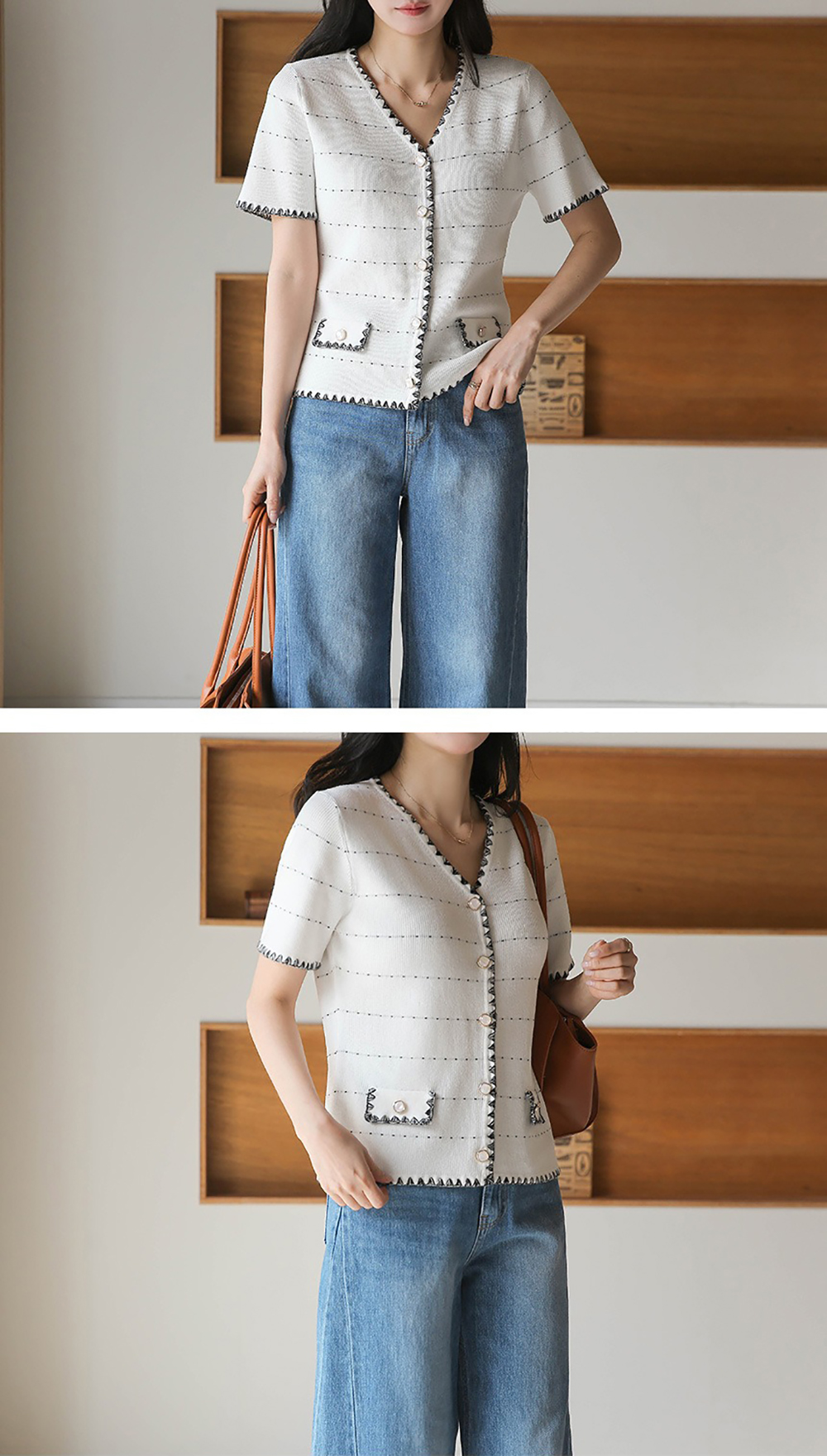 貴氣感V領針織上衣,KOREA,363258,貴氣感V領針織上衣,領500,999免運