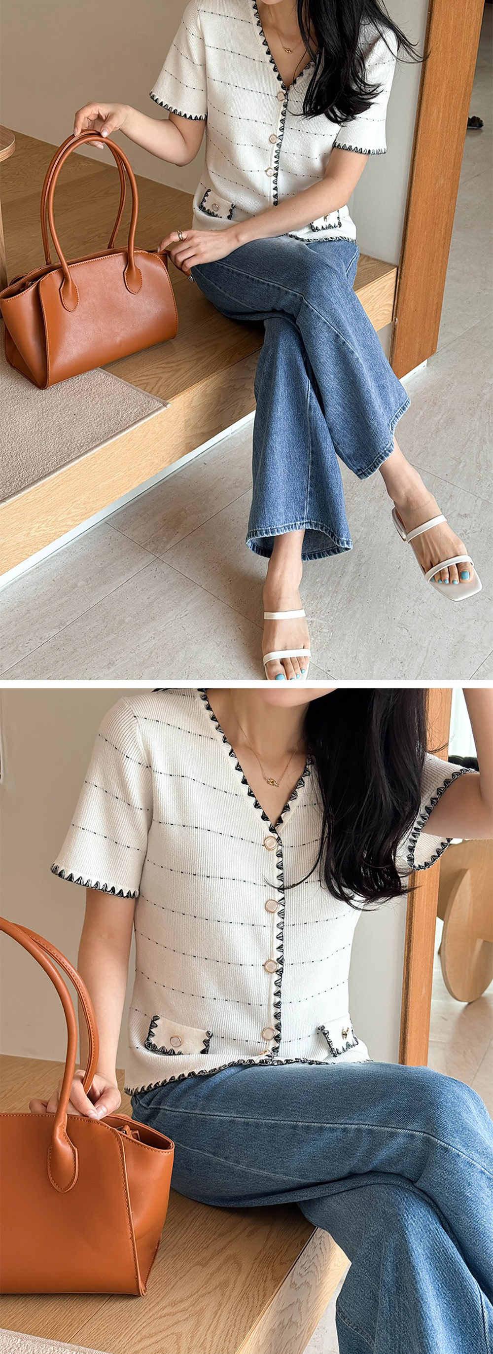 貴氣感V領針織上衣,KOREA,363258,貴氣感V領針織上衣,領500,999免運