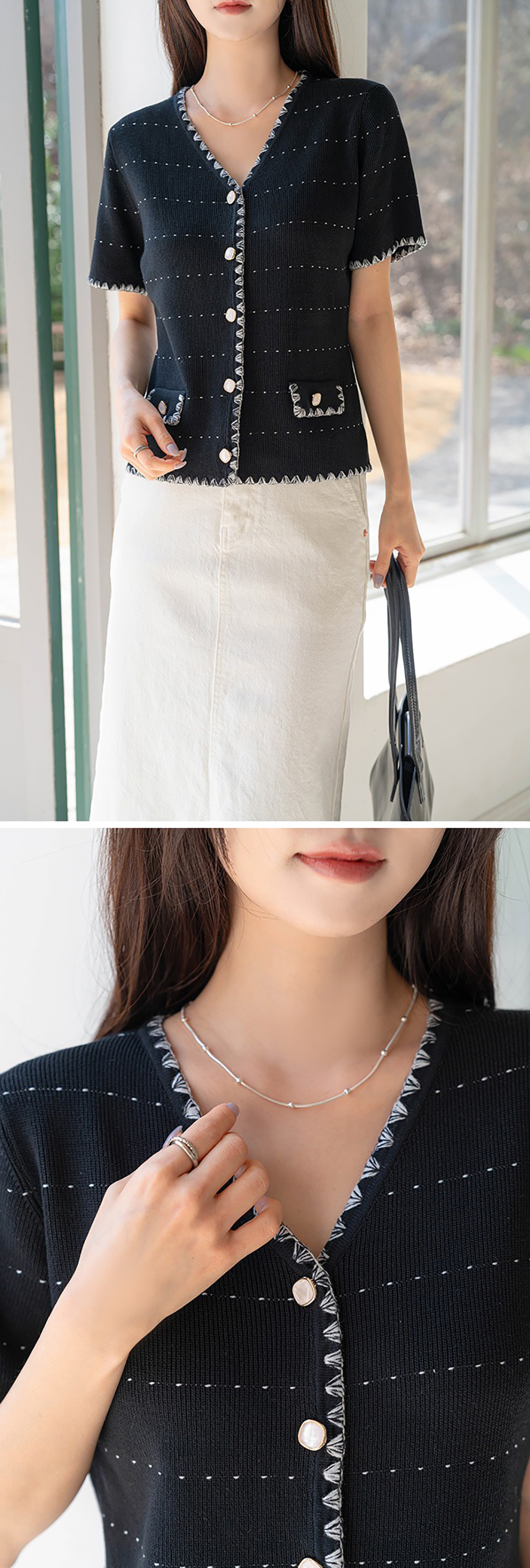 貴氣感V領針織上衣,KOREA,363258,貴氣感V領針織上衣,領500,999免運