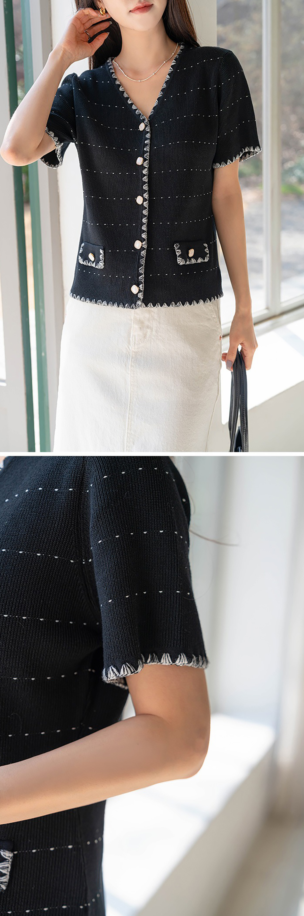 貴氣感V領針織上衣,KOREA,363258,貴氣感V領針織上衣,領500,999免運