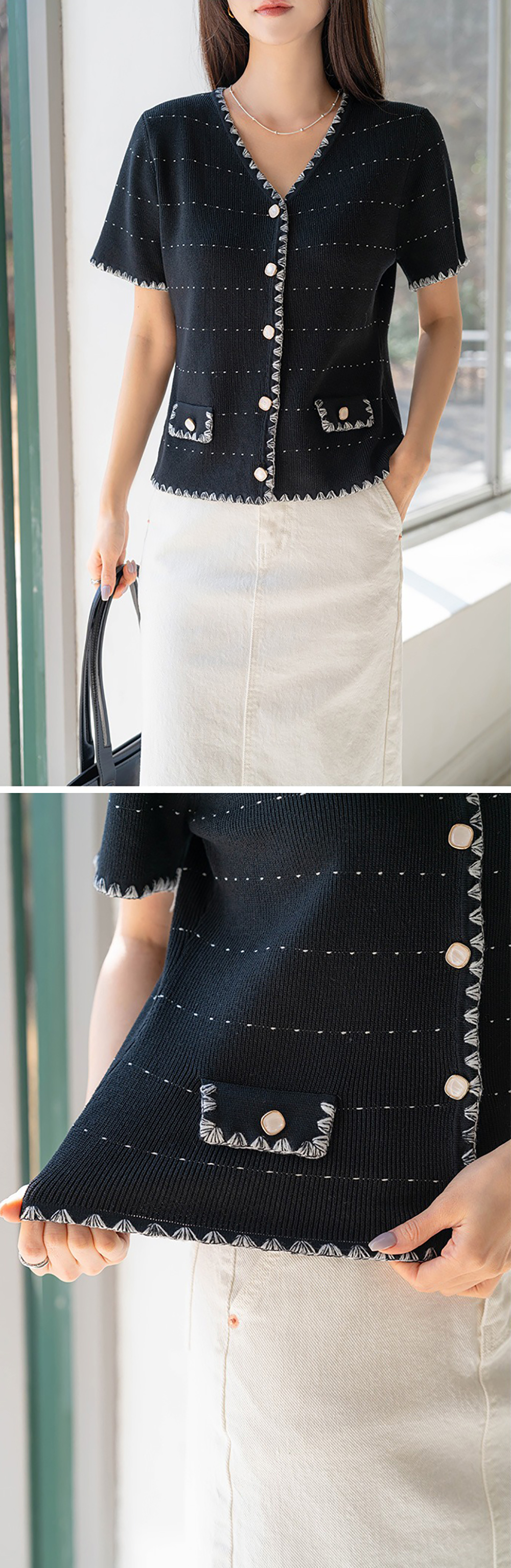 貴氣感V領針織上衣,KOREA,363258,貴氣感V領針織上衣,領500,999免運