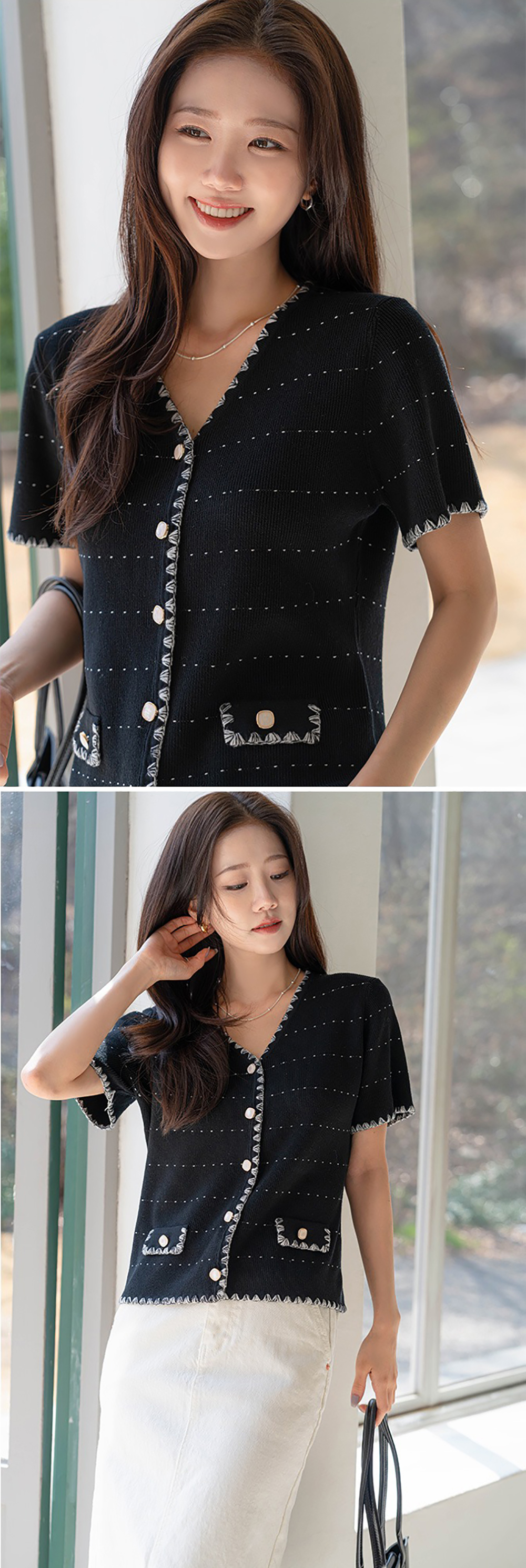 貴氣感V領針織上衣,KOREA,363258,貴氣感V領針織上衣,領500,999免運