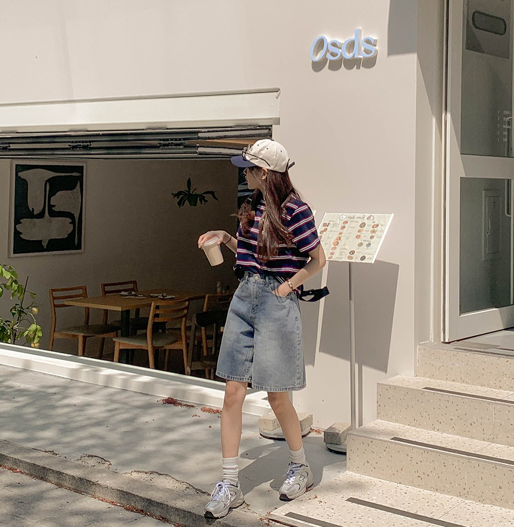 休閒百搭款牛仔短褲,KOREA,363329,休閒百搭款牛仔短褲,領500,999免運