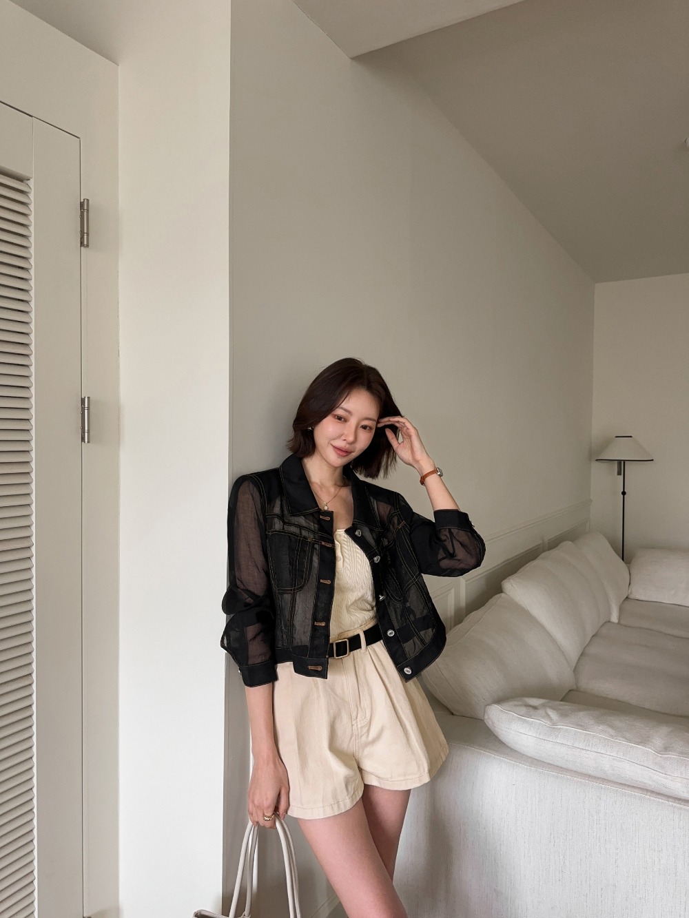 設計感微透短罩衫外套,KOREA,363628,設計感微透短罩衫外套,領500,999免運