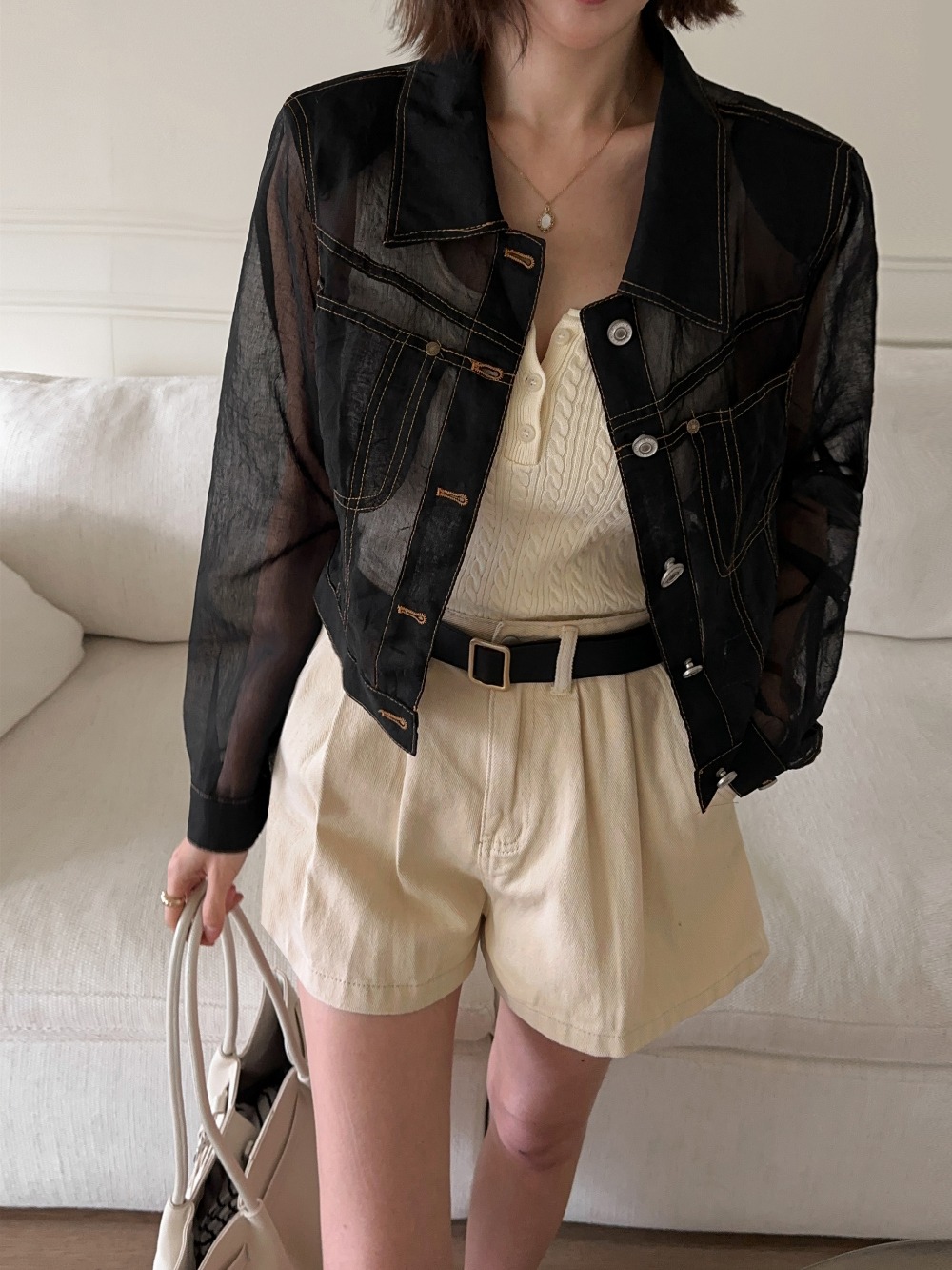 設計感微透短罩衫外套,KOREA,363628,設計感微透短罩衫外套,領500,999免運