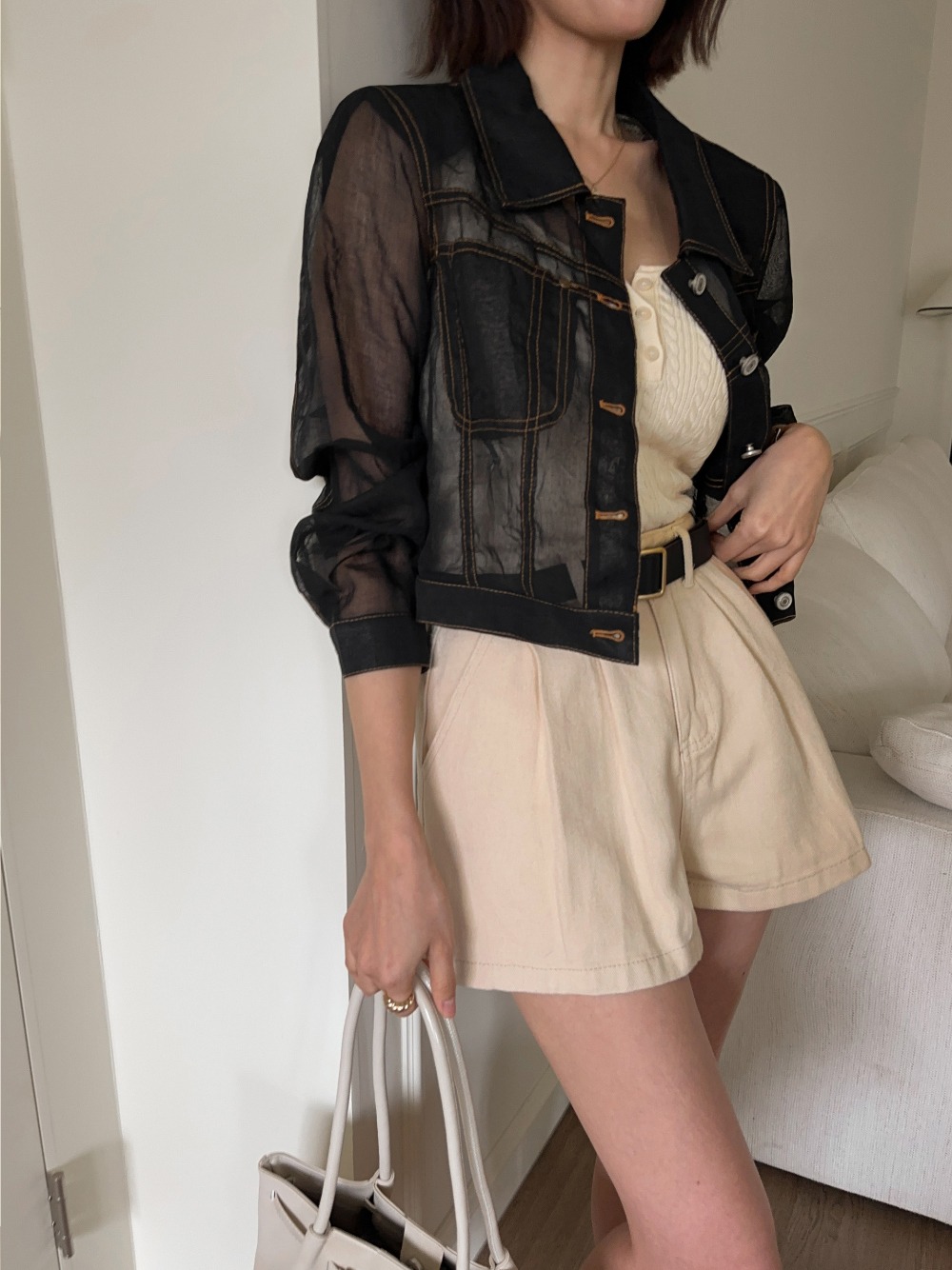 設計感微透短罩衫外套,KOREA,363628,設計感微透短罩衫外套,領500,999免運