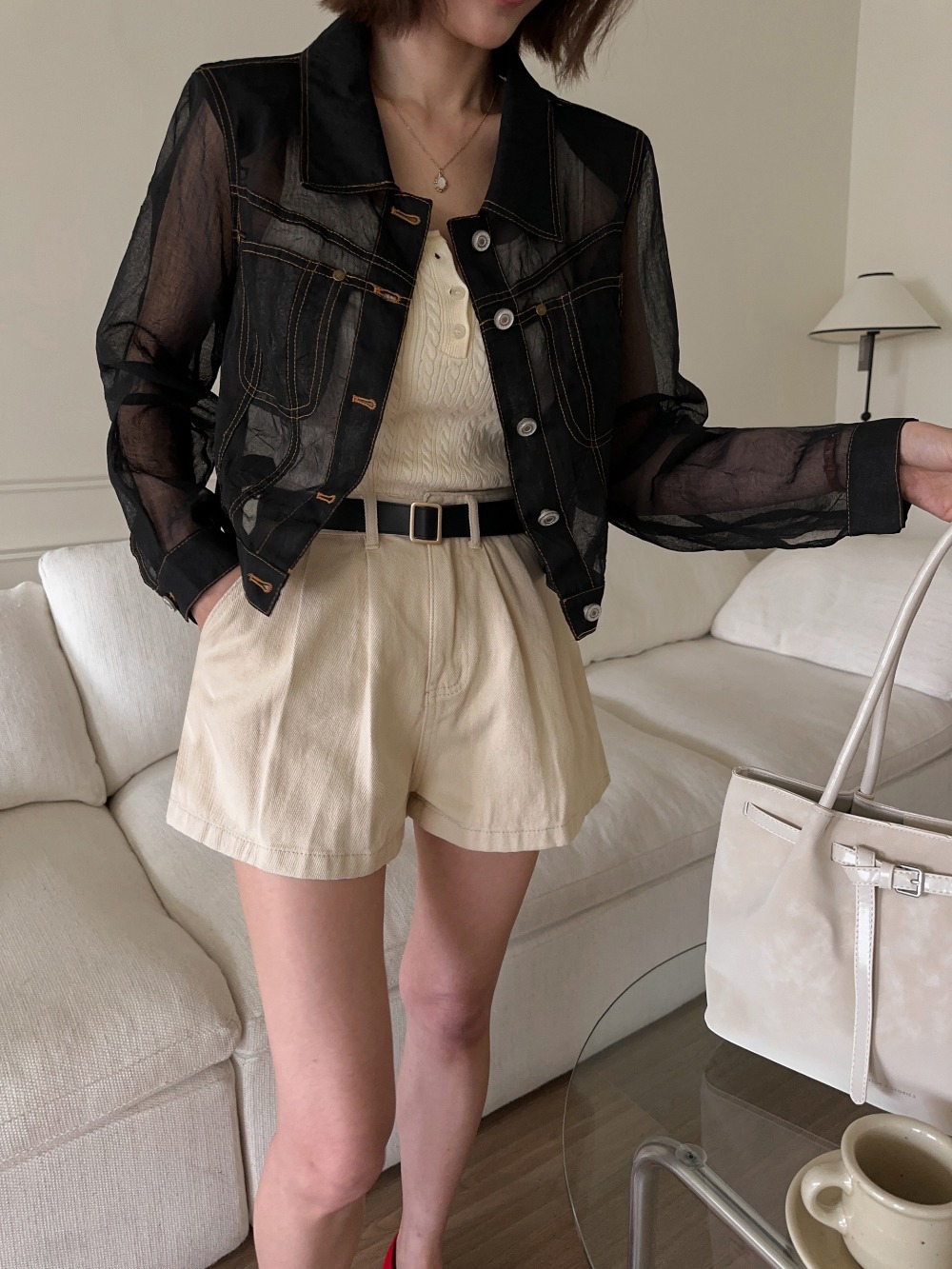 設計感微透短罩衫外套,KOREA,363628,設計感微透短罩衫外套,領500,999免運