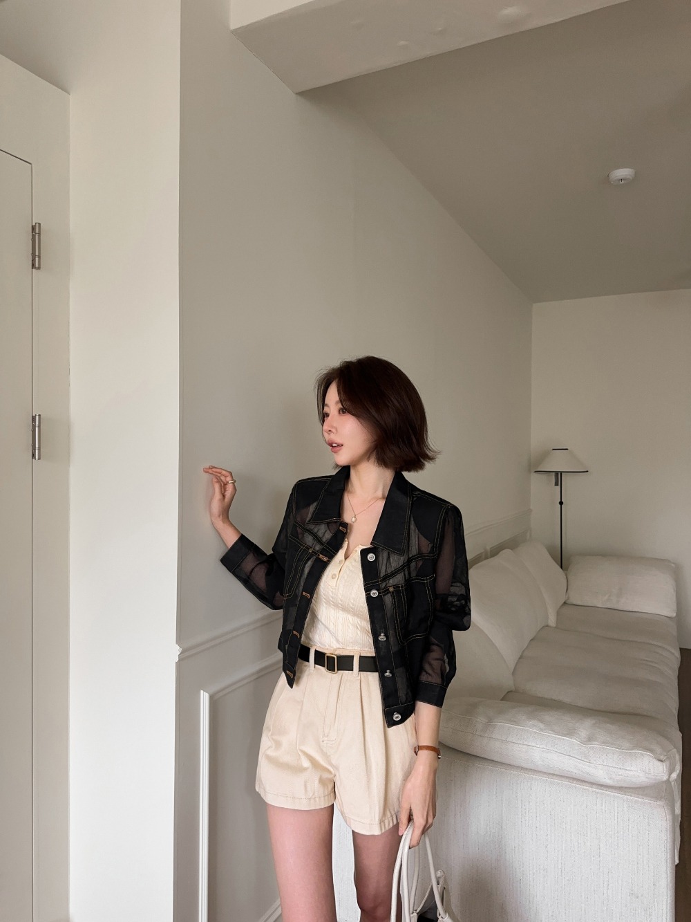 設計感微透短罩衫外套,KOREA,363628,設計感微透短罩衫外套,領500,999免運