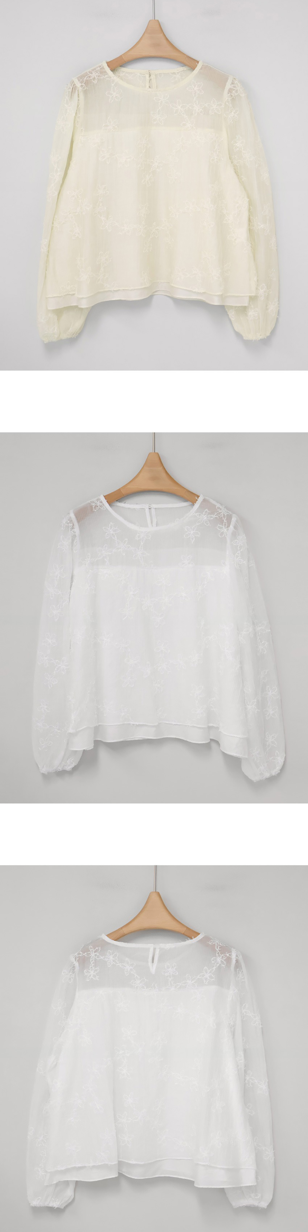 透膚花朵刺繡雪紡襯衫,KOREA,363455,透膚花朵刺繡雪紡襯衫,周新品優惠,NEWARRIVAL