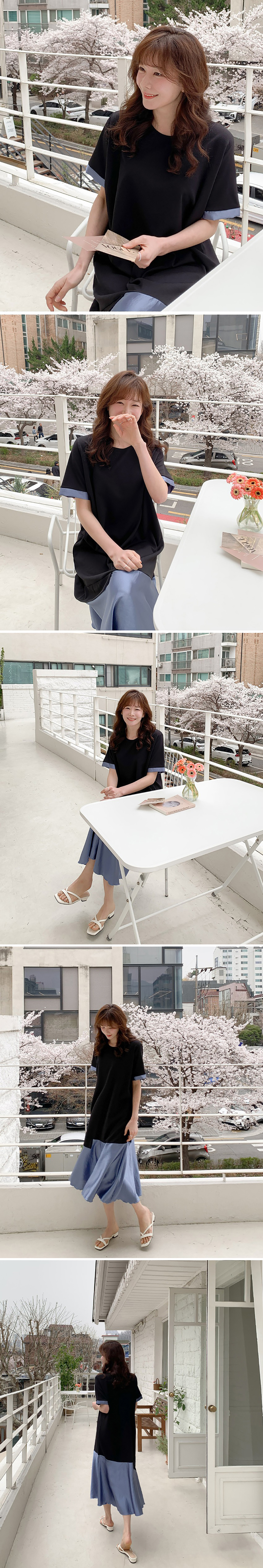 不對稱緞面拼接長洋裝,KOREA,363459,不對稱緞面拼接長洋裝,周新品優惠,NEWARRIVAL