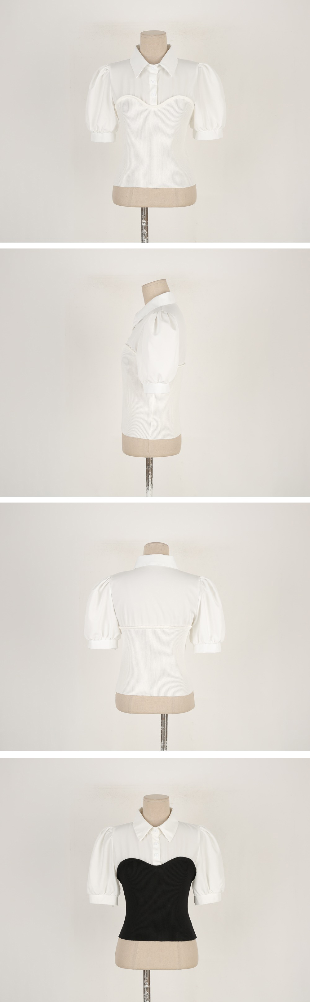針織拼接泡泡袖襯衫,KOREA,363858,針織拼接泡泡袖襯衫,周新品優惠,NEWARRIVAL