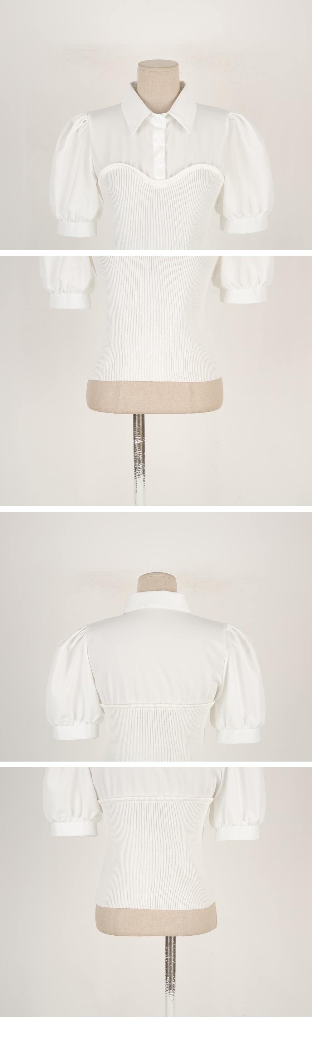 針織拼接泡泡袖襯衫,KOREA,363858,針織拼接泡泡袖襯衫,周新品優惠,NEWARRIVAL