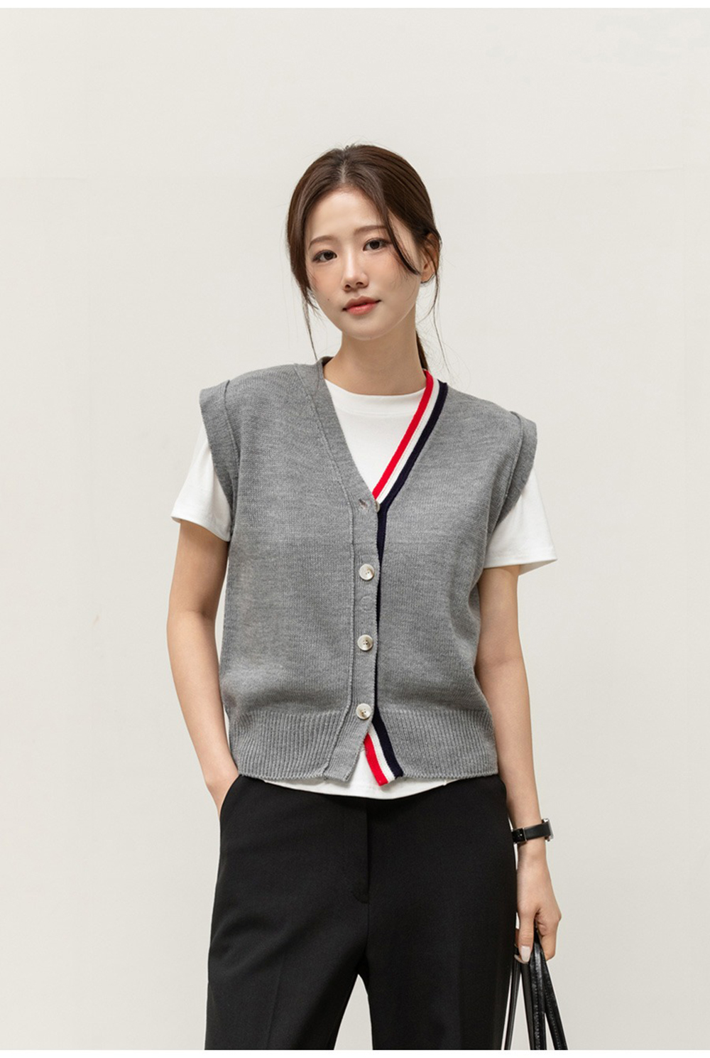 撞色條紋針織背心外套,KOREA,363869,撞色條紋針織背心外套,周新品優惠,NEWARRIVAL
