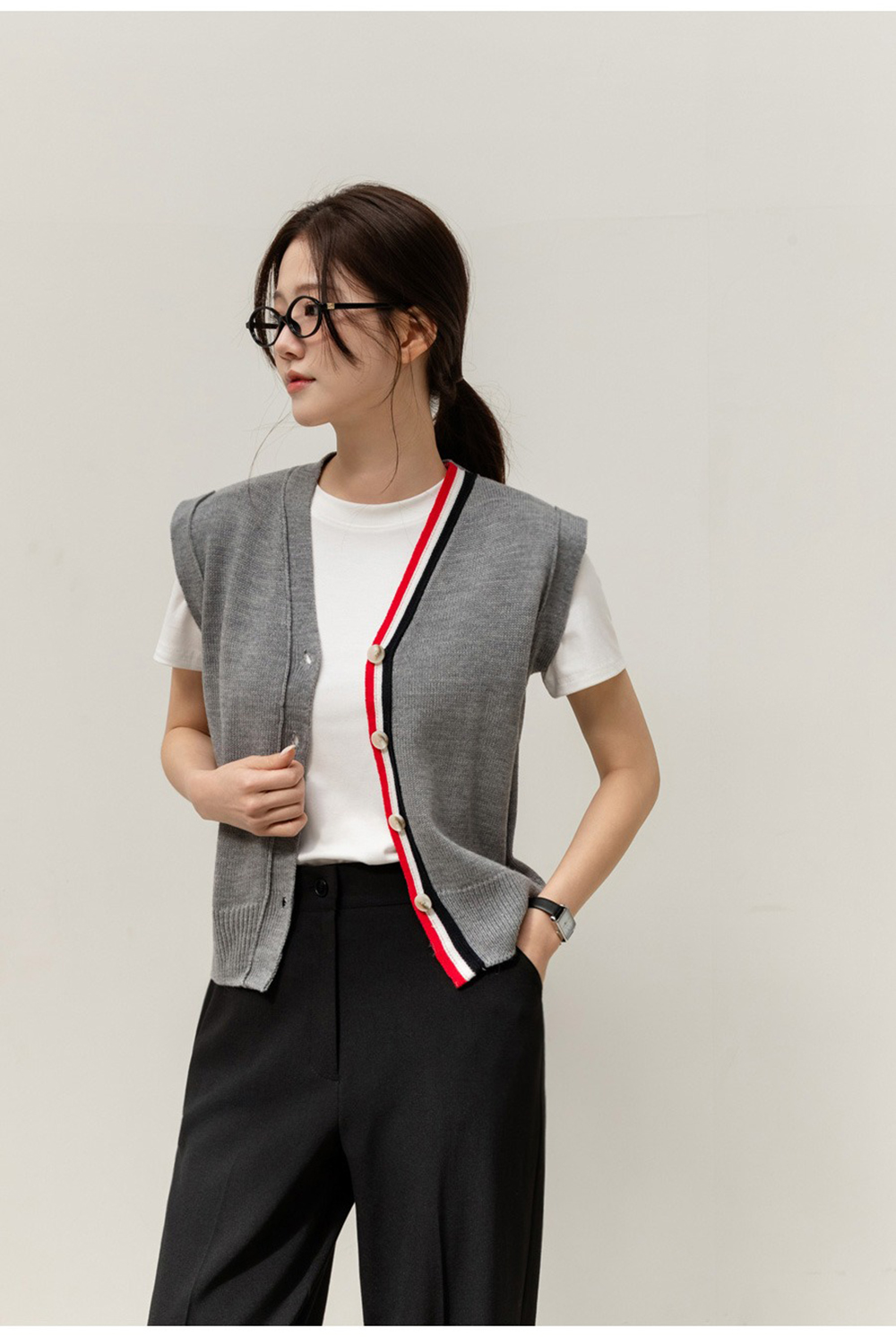 撞色條紋針織背心外套,KOREA,363869,撞色條紋針織背心外套,周新品優惠,NEWARRIVAL