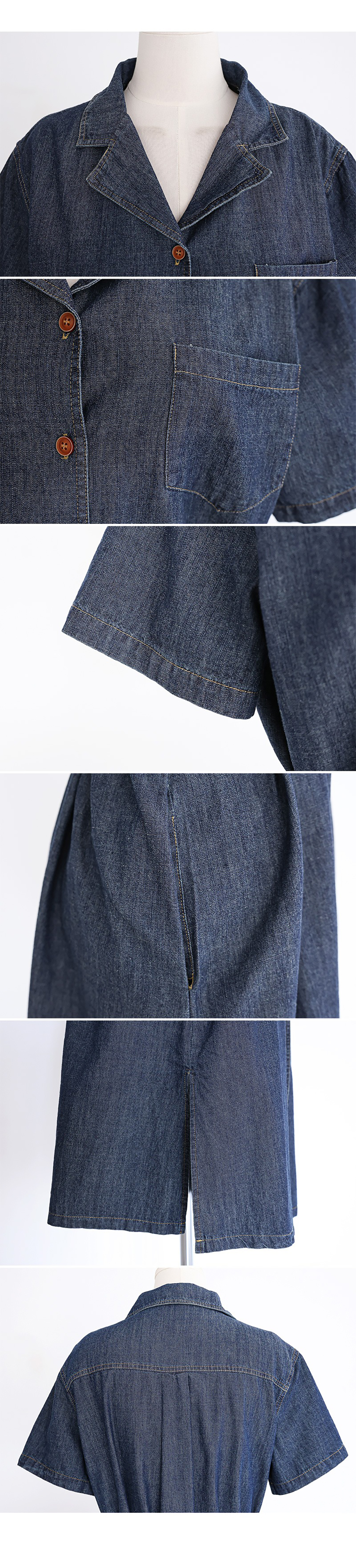 精緻翻領開衩牛仔洋裝,KOREA,365104,精緻翻領開衩牛仔洋裝,周新品優惠,NEWARRIVAL