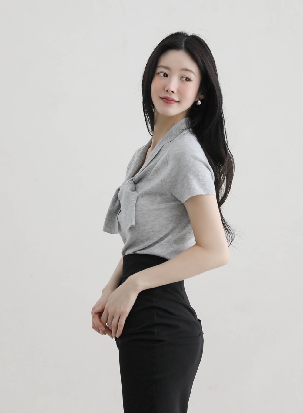 領口綁帶設計針織上衣,KOREA,365148,領口綁帶設計針織上衣,周新品優惠,NEWARRIVAL