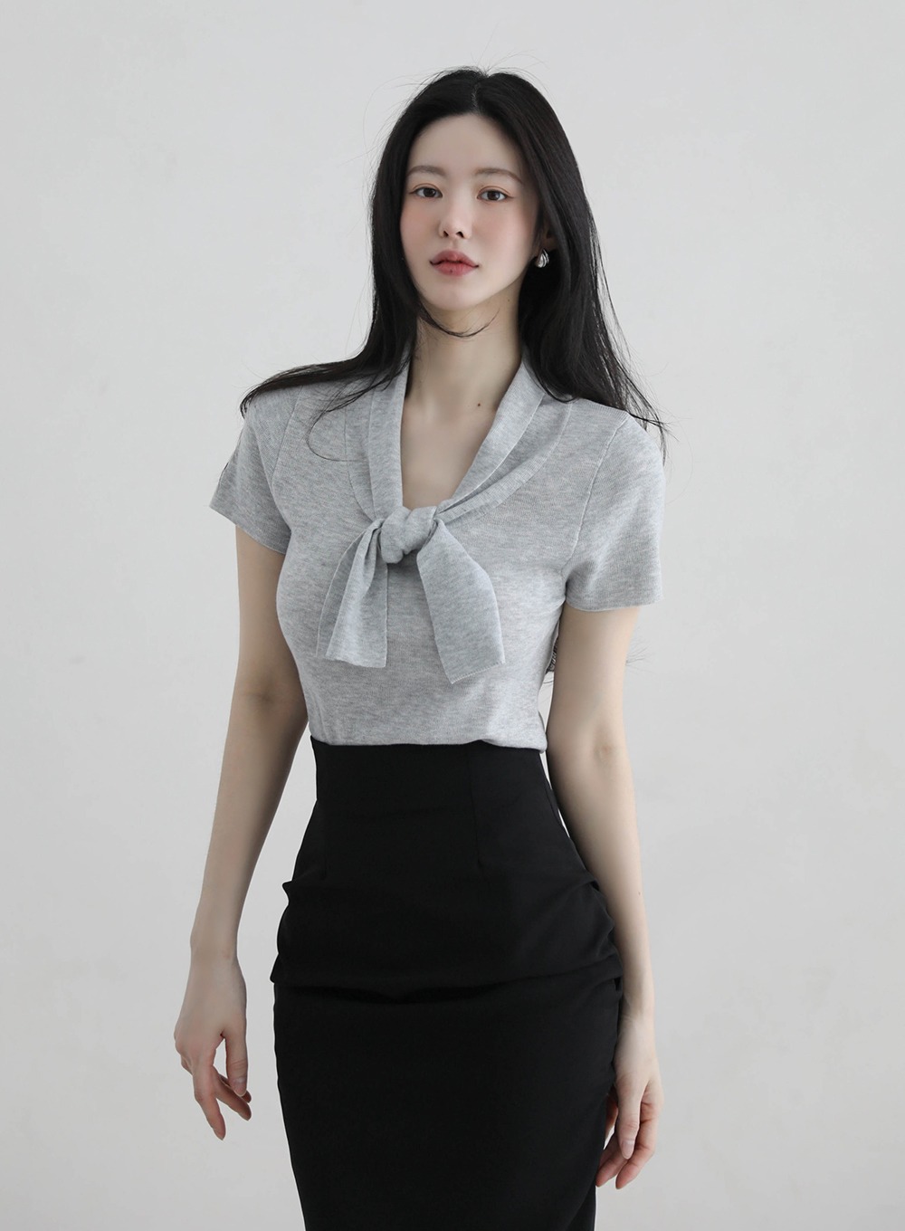 領口綁帶設計針織上衣,KOREA,365148,領口綁帶設計針織上衣,周新品優惠,NEWARRIVAL