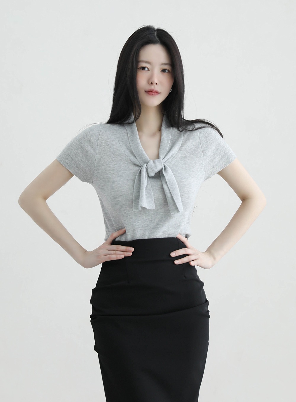 領口綁帶設計針織上衣,KOREA,365148,領口綁帶設計針織上衣,周新品優惠,NEWARRIVAL