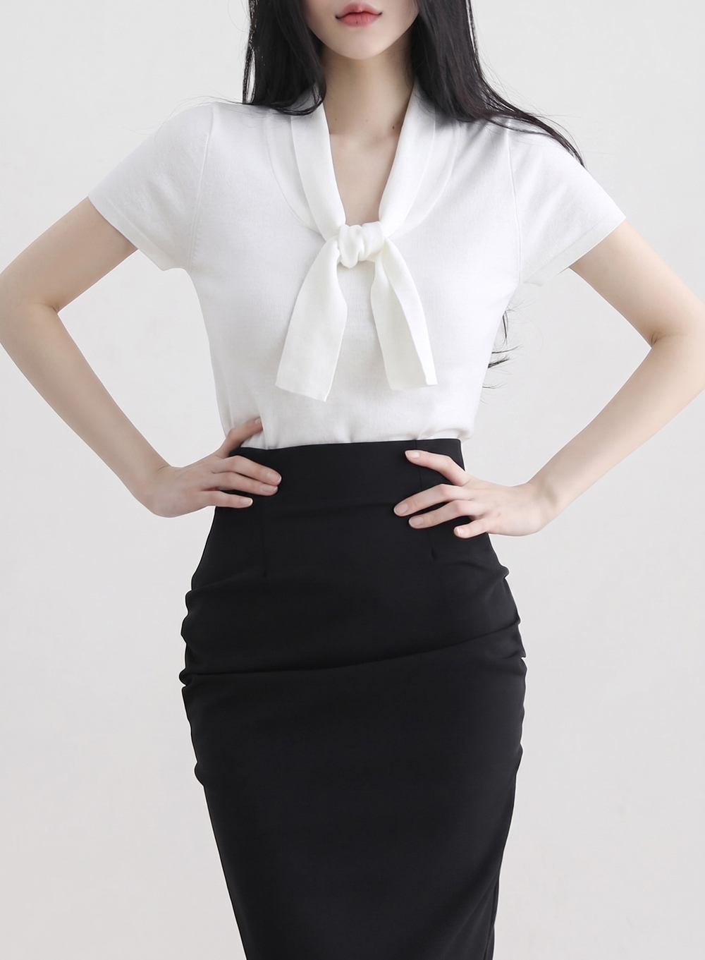領口綁帶設計針織上衣,KOREA,365148,領口綁帶設計針織上衣,周新品優惠,NEWARRIVAL