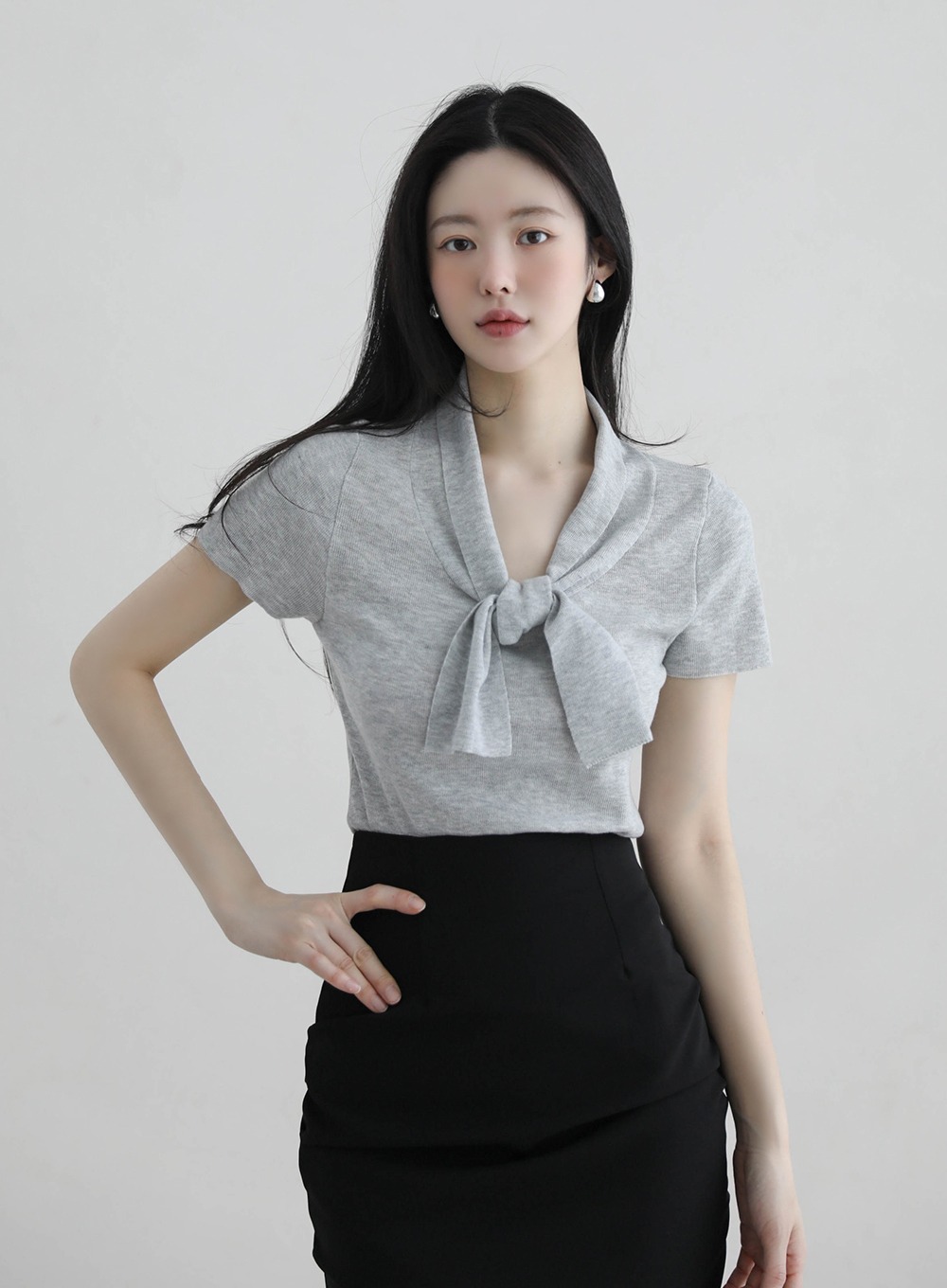 領口綁帶設計針織上衣,KOREA,365148,領口綁帶設計針織上衣,周新品優惠,NEWARRIVAL