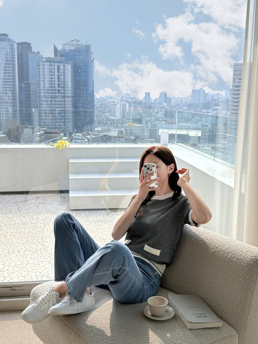 撞色粗花呢針織上衣,KOREA,364687,撞色粗花呢針織上衣,領500,999免運