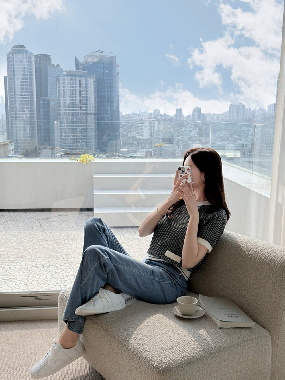 撞色粗花呢針織上衣,KOREA,364687,撞色粗花呢針織上衣,領500,999免運
